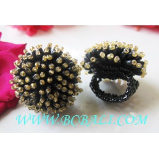 Ladies Rings Beads Flower Tropical